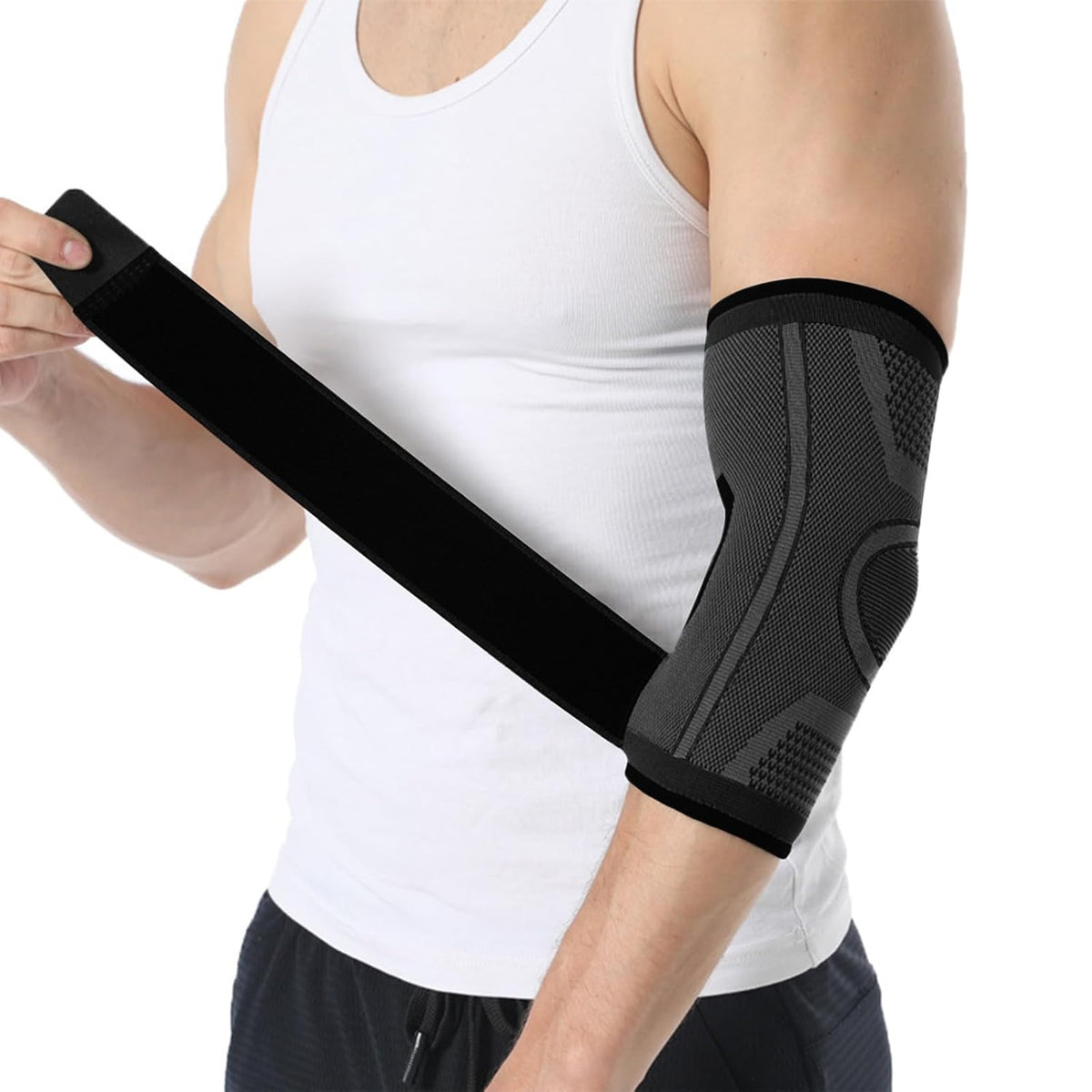 Adjustable Elbow Compression Sports Sleeve with Strap Slick