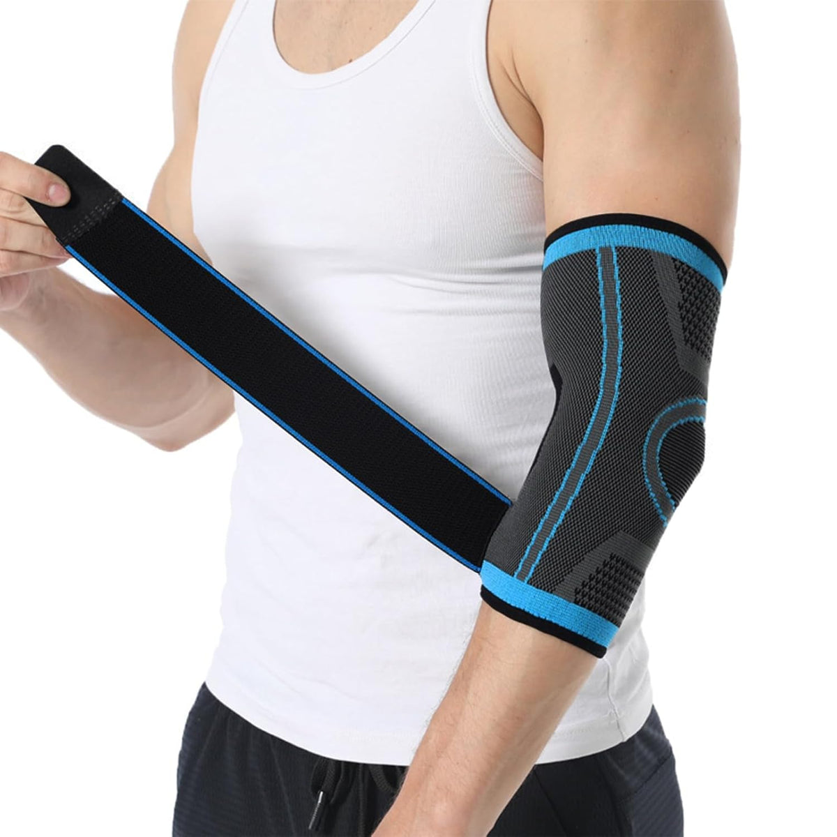 Adjustable Elbow Compression Sports Sleeve with Strap Slick