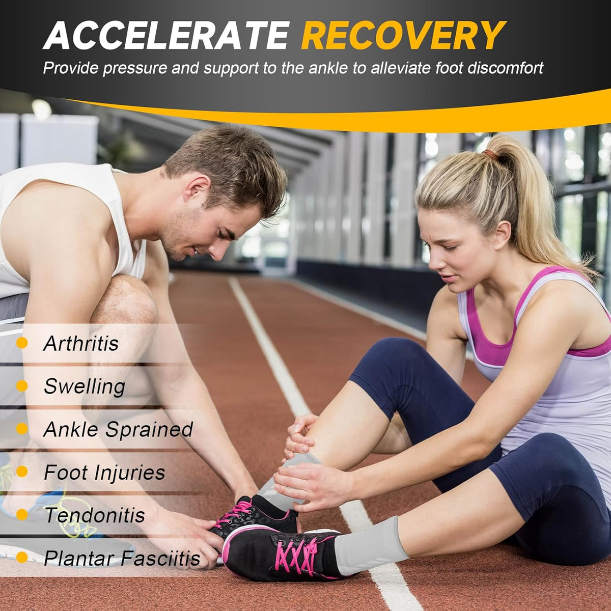 Elastic Ankle Compression Sleeve for Ankle Support &amp; Pain Relief