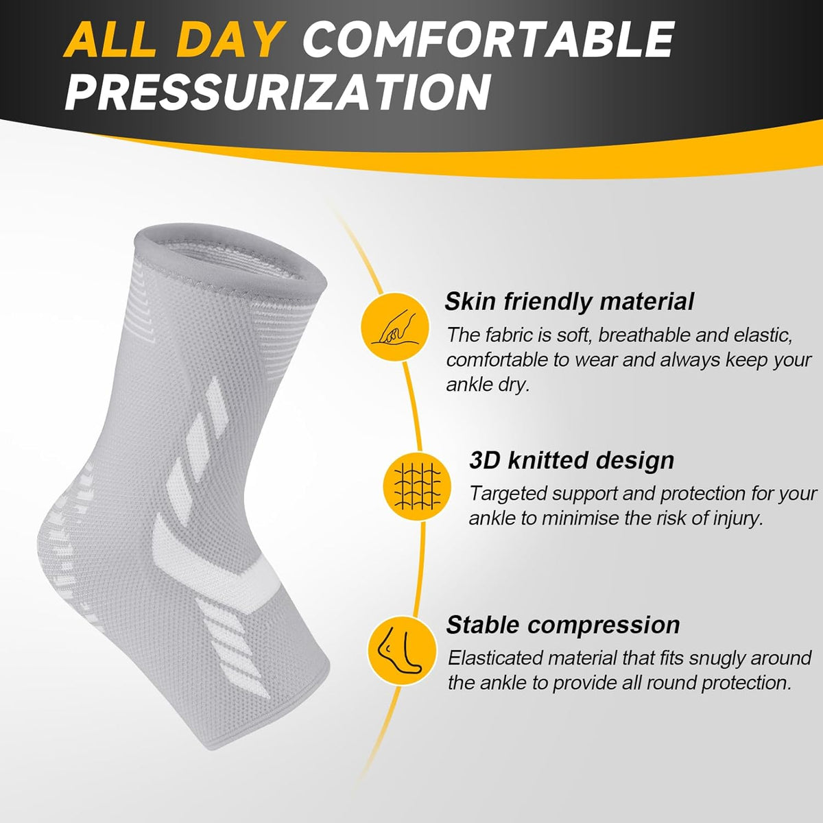 Elastic Ankle Compression Sleeve for Ankle Support &amp; Pain Relief