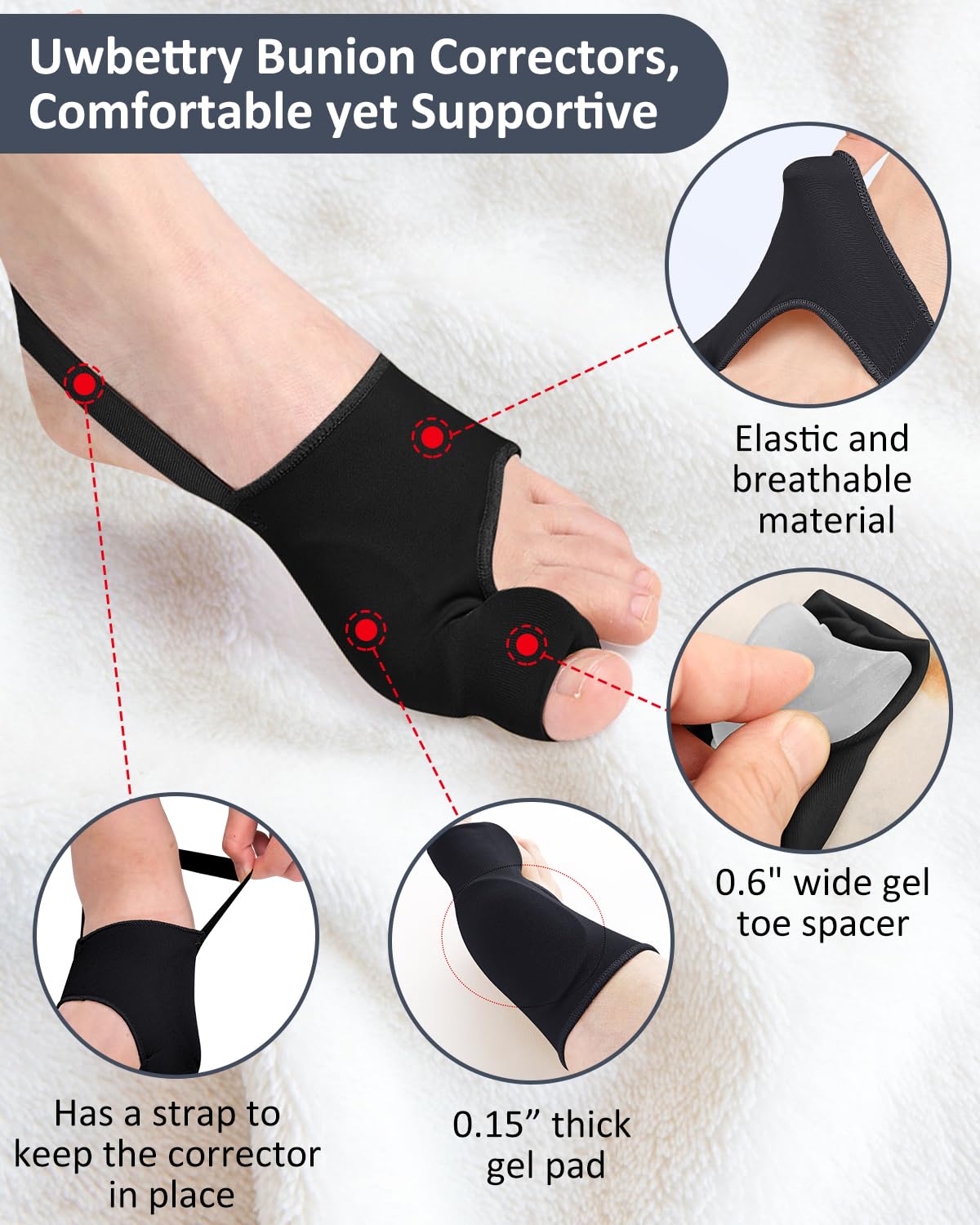 Adjustable Bunion Bootie Corrector and Toe Separator Sleeve