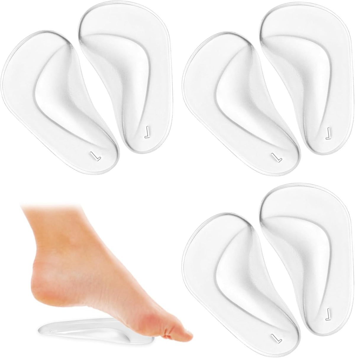 Womens Gel Arch Support Insole Shoe Cushions, Comfort Pad - Multi Pack