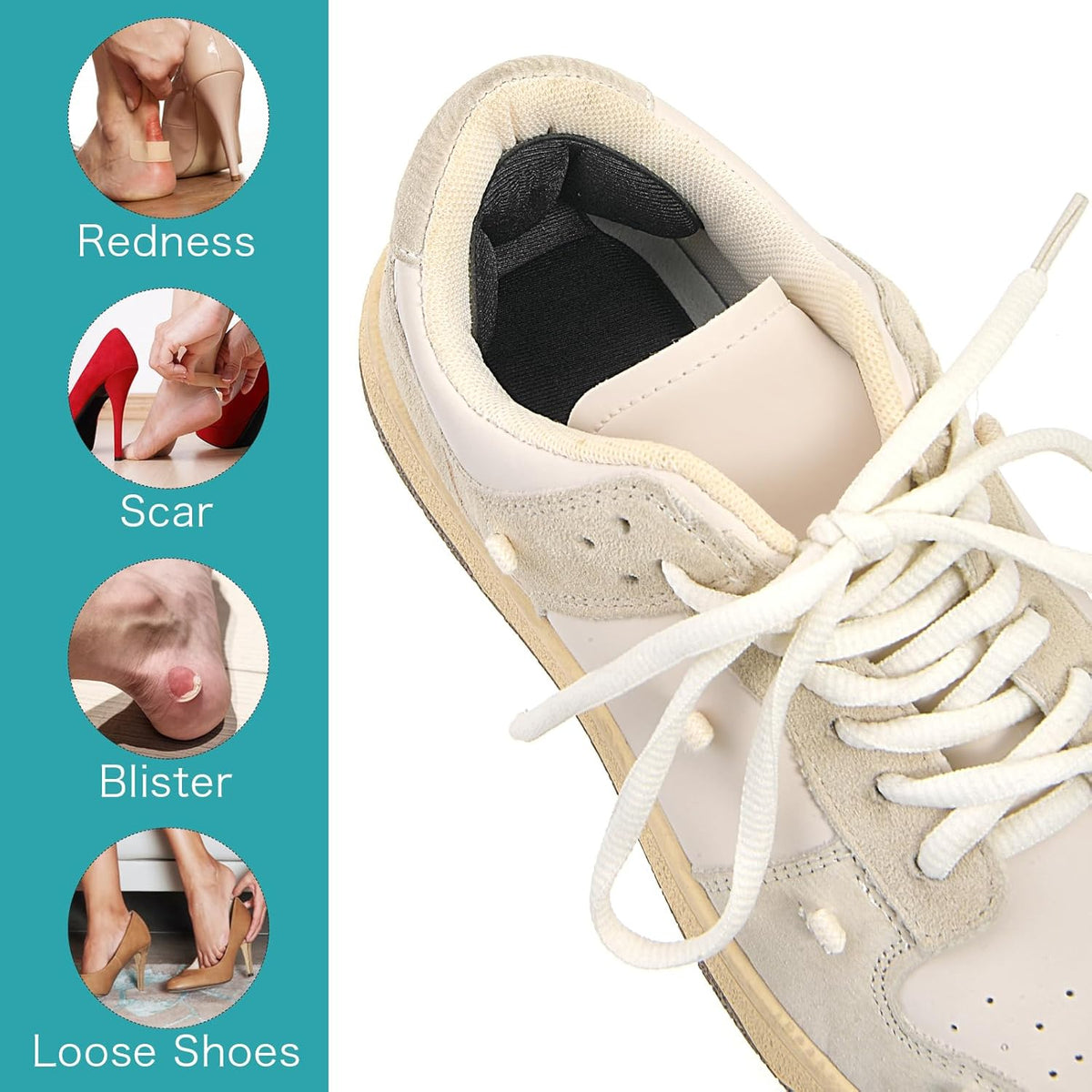 High Heel Silicone Shoe Pad Stickers for Sore Heel, Microfiber Cushion