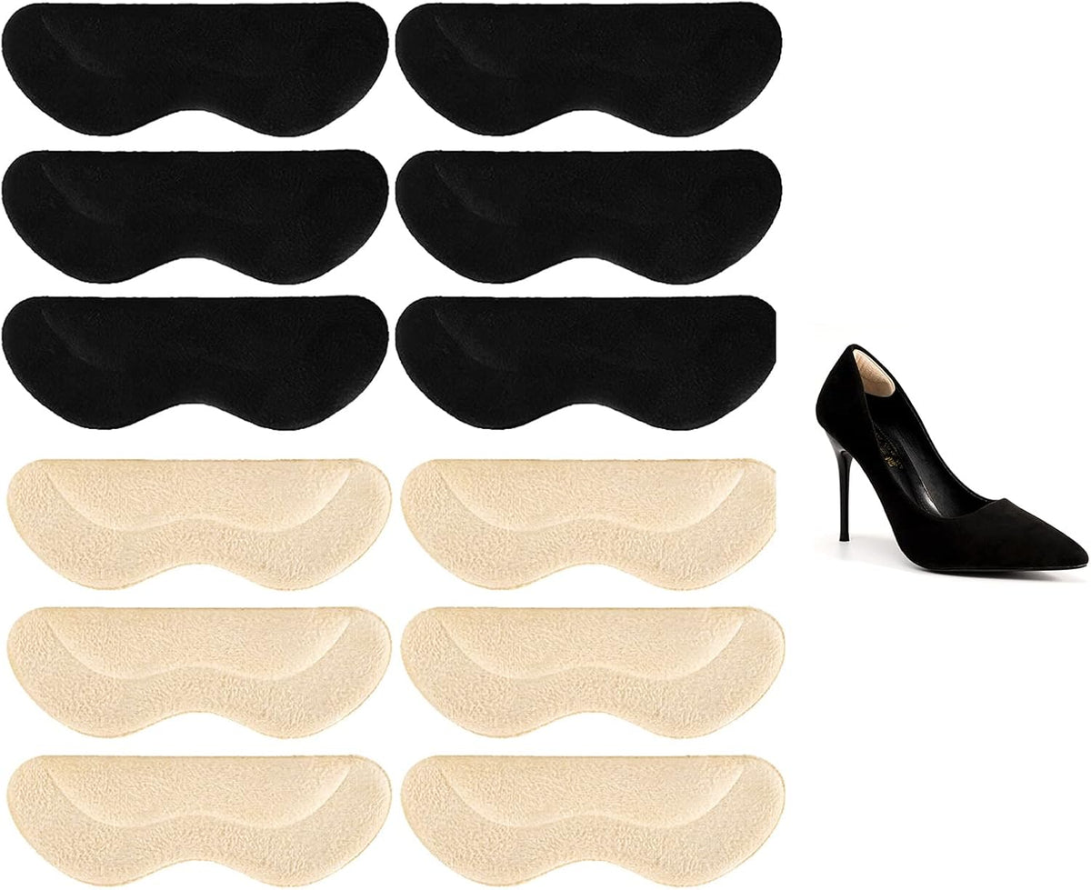 Memory Foam Heel Fabric Cushions, Back Shoe Liner Grips for Sore Heel - 12 Pieces