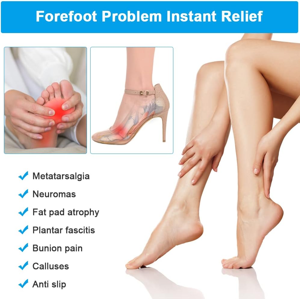Women&#39;s Metatarsal Self-Adhesive Gel Insole Forefoot Pad - 2 Pack