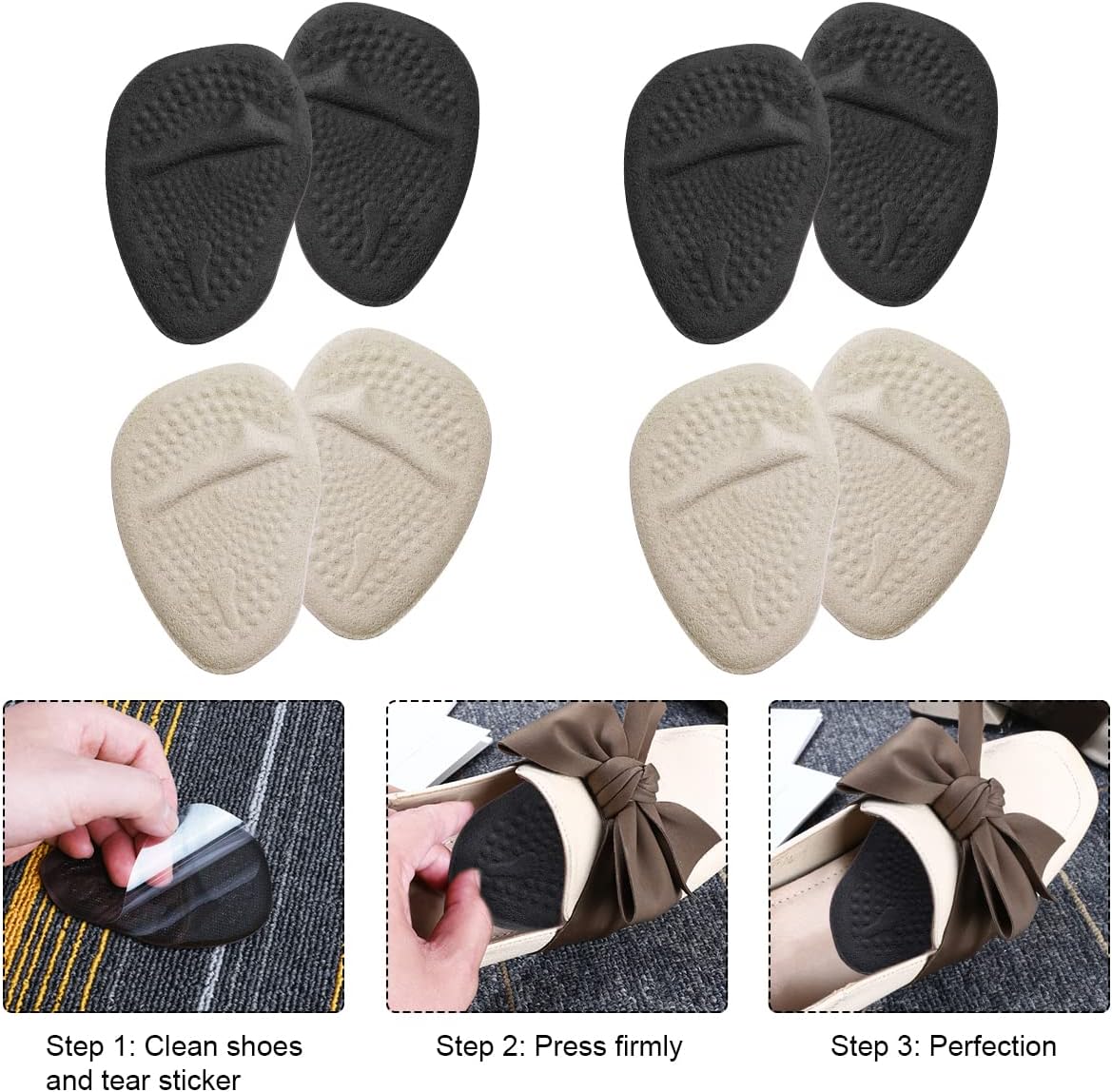Women&#39;s Metatarsal Self-Adhesive Gel Insole Forefoot Pad - 2 Pack