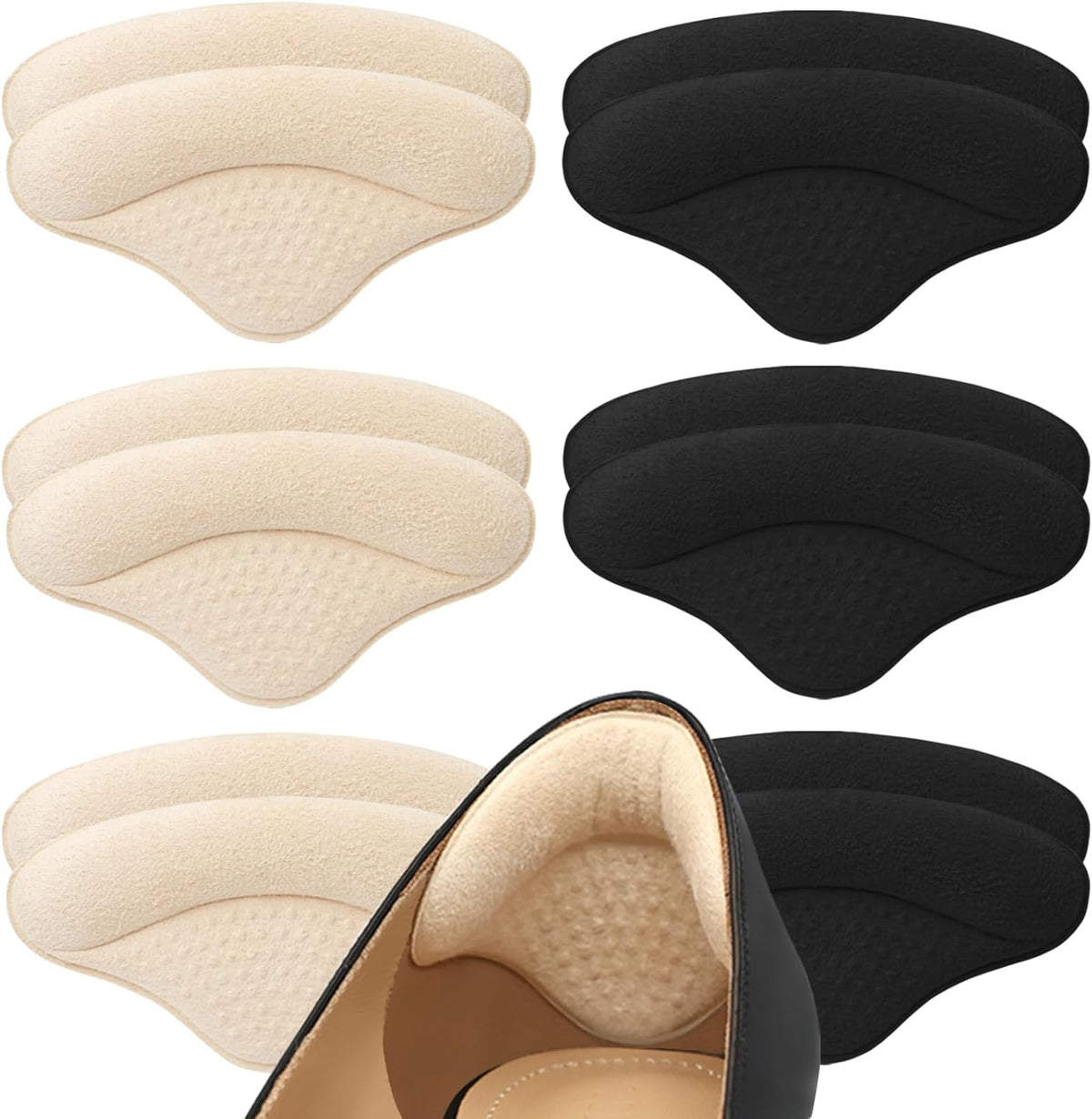 Microfiber Heel Cushion Back Shoe Liner Insert Grips for Sore Heel, Friction l & Blisters – 12 Pieces