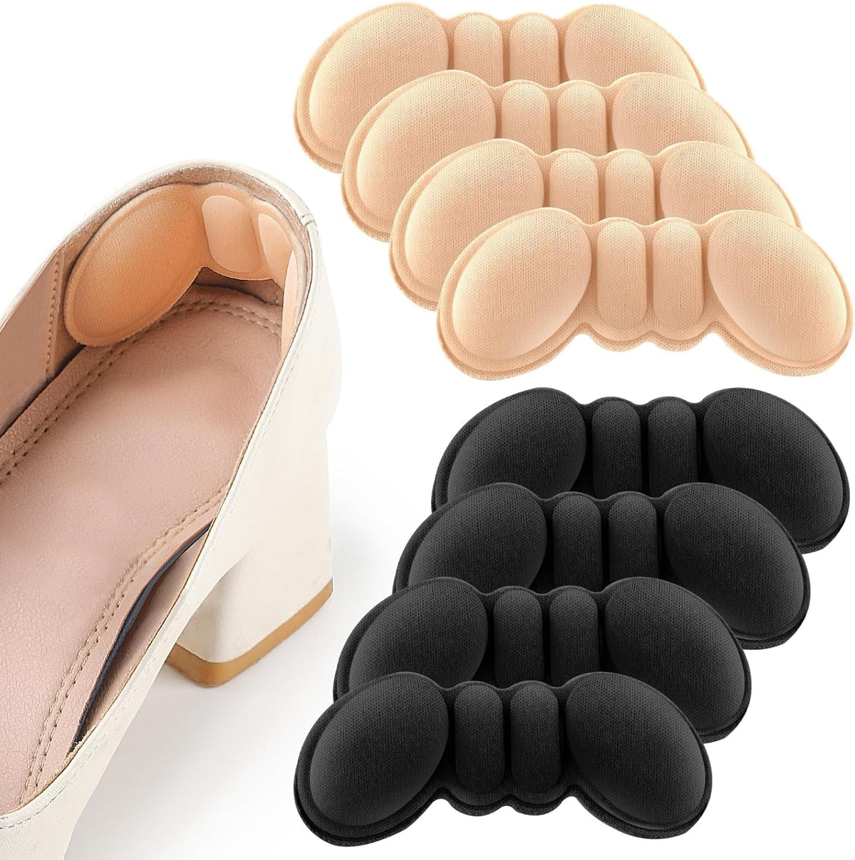 Microfiber Heel Cushion Back Shoe Liner Grips for Sore Heel &amp; Blisters – 8 Pieces