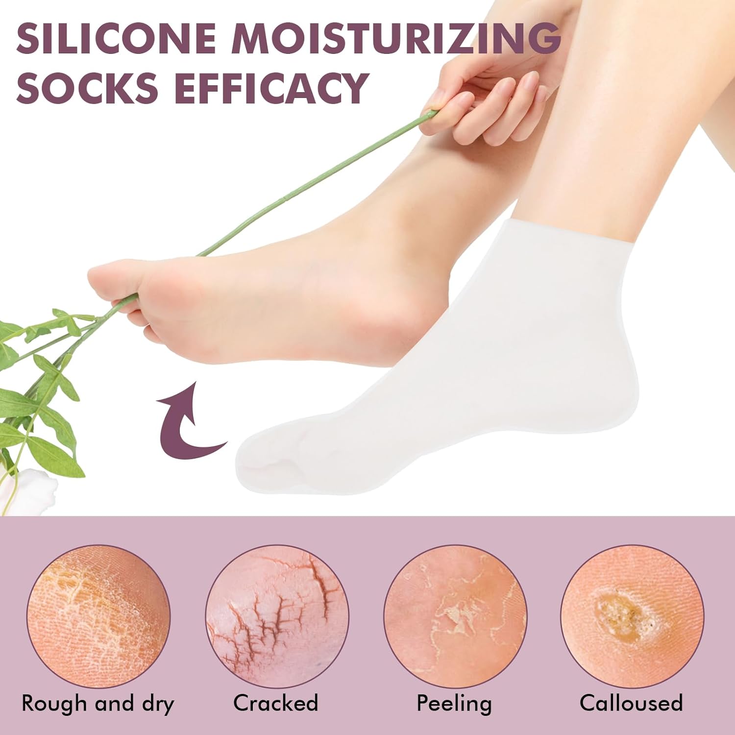 thumbnail image 2 of Silicone Moisturizing Gel Heel Socks – Cracked Heel Therapy For Dry Feet (Unbranded) 2 of 4