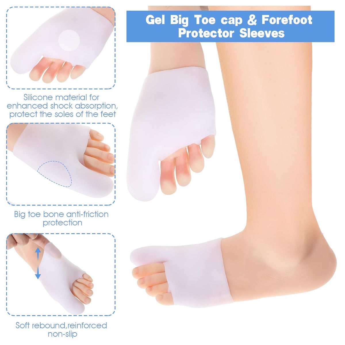 Silicone Gel Sock Toe Corrector for Bunion &amp; Hallux Valgus Pain Relief
