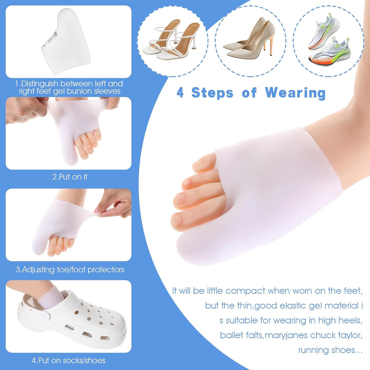 Silicone Gel Sock Toe Corrector for Bunion &amp; Hallux Valgus Pain Relief