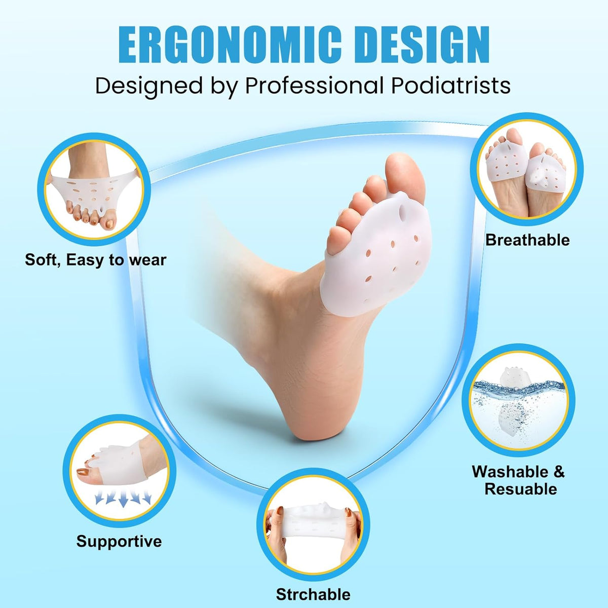 Silicone Gel Toe Separator Cushion Guard for Bunion & Hallux (Pair)