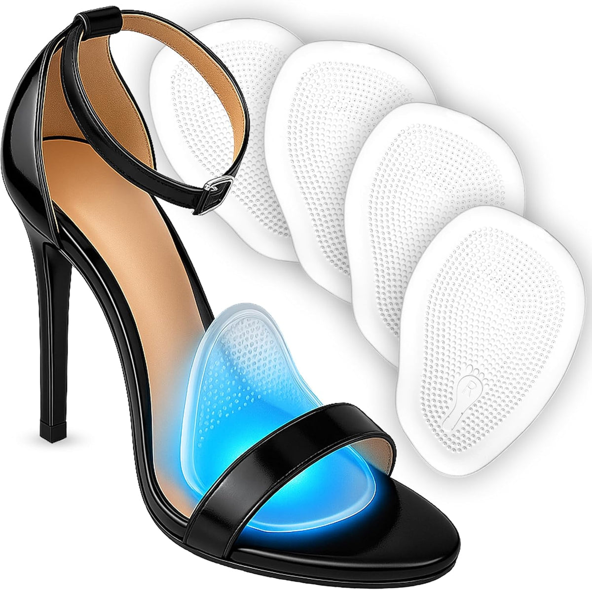 Women's Metatarsal Self-Adhesive Clear Gel Insole Forefoot Pad – 4 Pack