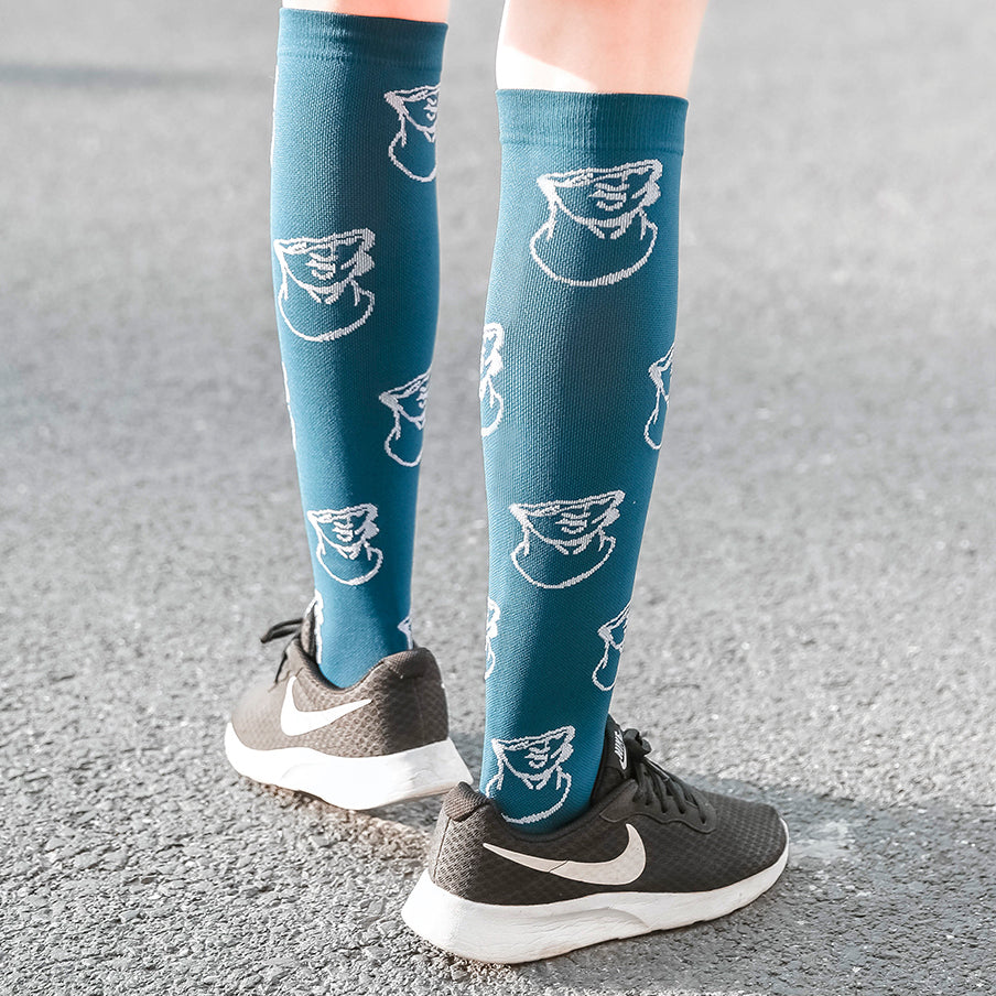 Leisure Compression Socks 20-30 mmHg - Blue Broken Statue Design